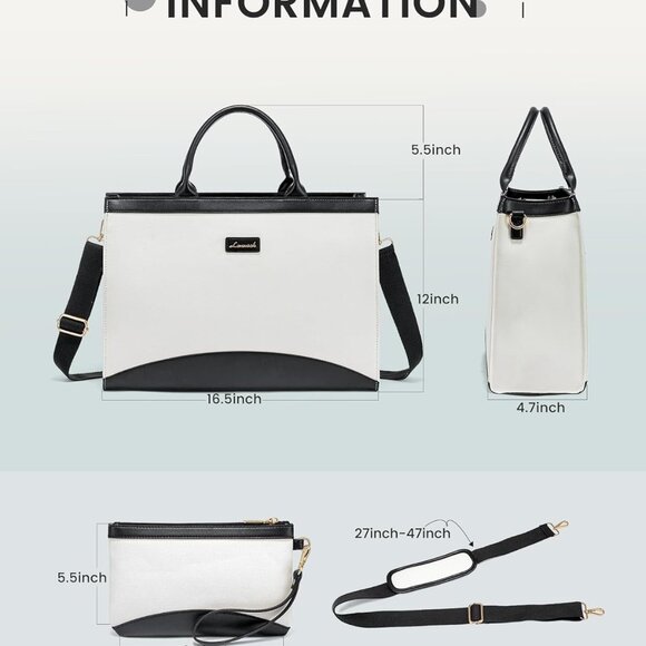 Laptop Tote Bag for Women,15.6 Inch Large Capacity Work Bag with Clutch Purse fo - Picture 4 of 7